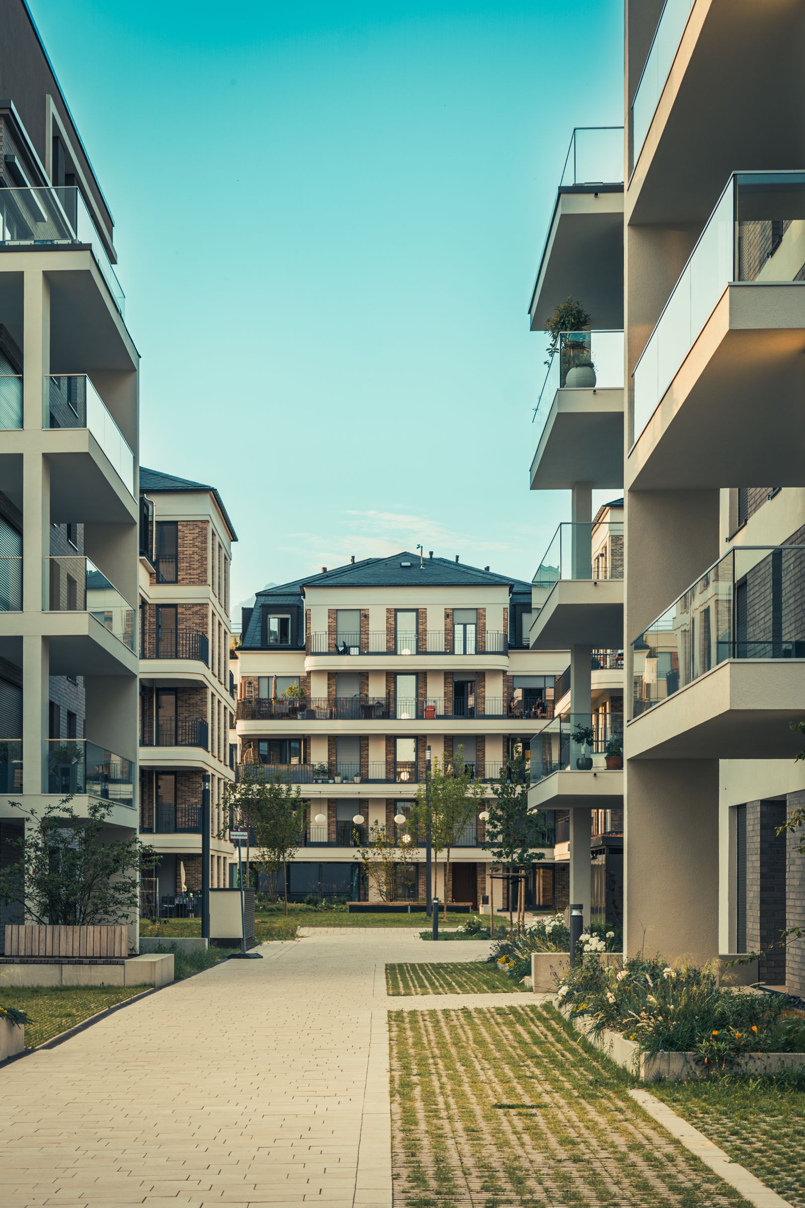 Modern residential building with balconies